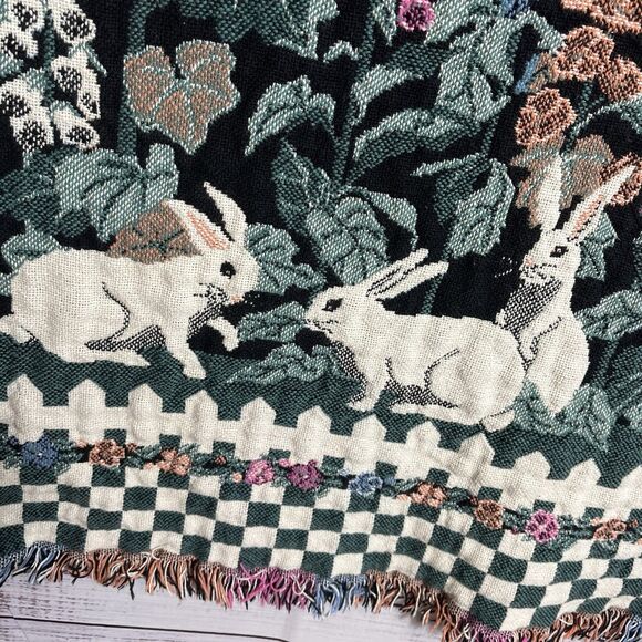 Vtg Claire Murray Goodwin Weavers Tapestry Blanket Throw Garden Cottage Core - Picture 7 of 10